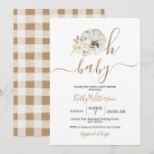 Oh Baby Pumpkin Rustic Floral Baby shower Kaart (Voorkant / Achterkant)