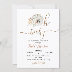 Oh Baby Pumpkin Rustic Floral Baby shower Kaart
