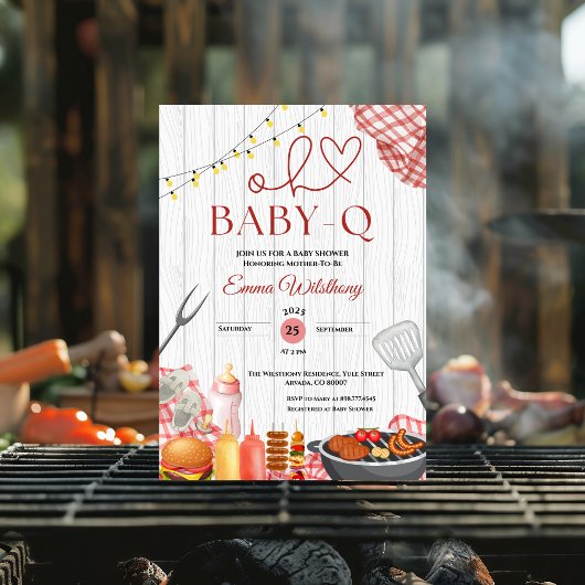 Oh Baby-Q Baby Shower Girl Rustic BBQ Kaart
