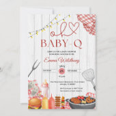 Oh Baby-Q Baby Shower Girl Rustic BBQ Kaart (Voorkant)