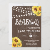 Oh Baby-Q Baby Shower Rustic Sunflower BBQ Kaart (Voorkant)