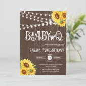 Oh Baby-Q Baby Shower Rustic Sunflower BBQ Kaart (Staand voorkant)