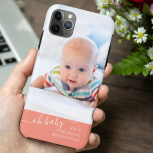 Oh Baby Quote Koraal Roze Aangepaste Foto Case-Mate iPhone Case