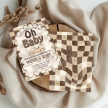 Oh Baby Race Car Geruite Mocha Baby Shower