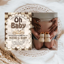 Oh Baby Race Car Geruite Mocha Baby Shower