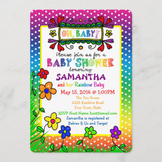 Oh, Baby! Rainbow Baby shower Invitation Kaart