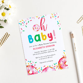 Oh Baby! regenboog met donutthema-Baby shower Kaart