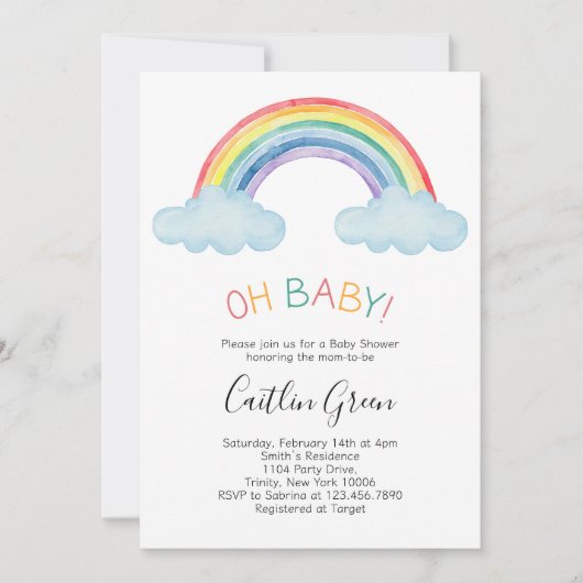 Oh Baby regenboogBaby shower Kaart (Voorkant)