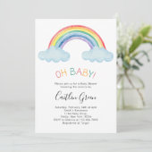 Oh Baby regenboogBaby shower Kaart (Staand voorkant)