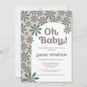 Oh baby Retro Boho Daisy Bloemenboog baby shower Kaart (Voorkant)