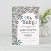 Oh baby Retro Boho Daisy Bloemenboog baby shower Kaart (Staand voorkant)