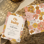 Oh baby Retro Boho Floral baby shower Zwangerschap Kaart