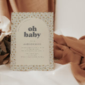 Oh Baby Retro Boho Madeliefjes Baby Shower Uitnodi Kaart