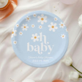 Oh Baby! Retro Daisy blauw boho Baby shower Papieren Bordje