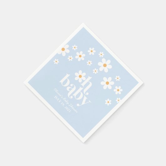 Oh Baby! Retro Daisy blauw boho Baby shower Servet (Hoek)