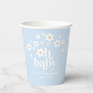 Oh Baby! Retro Daisy blauwe Baby Shower Papieren B Bekers