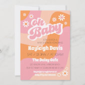 Oh Baby Retro Groovy 70s Baby shower Uitnodiging (Voorkant)