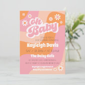 Oh Baby Retro Groovy 70s Baby shower Uitnodiging (Staand voorkant)
