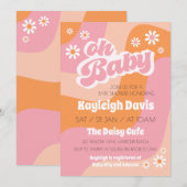 Oh Baby Retro Groovy 70s Baby shower Uitnodiging (Voorkant / Achterkant)