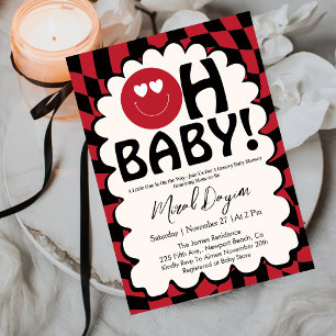 Oh Baby! Retro Groovy Gelukkig Gezicht Baby Shower Kaart