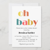 Oh Baby Retro Rainbow Baby shower Invitation Kaart (Voorkant)