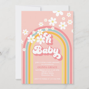 Oh Baby Retro Rainbow Daisy Baby shower Kaart