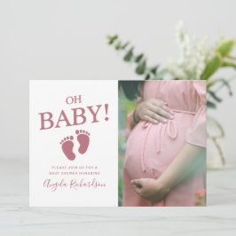Oh Baby Roos Gold Aangepast Fotomeisje Baby shower Kaart