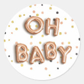 Oh Baby | Roos Gold Baby shower Ronde Sticker (Voorkant)