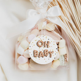 Oh Baby | Roos Gold Baby shower Ronde Sticker