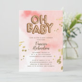 Oh Baby Roos Gold Foil Ballon Baby shower Aankondiging (Staand voorkant)