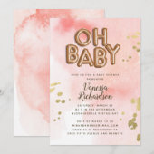 Oh Baby Roos Gold Foil Ballon Baby shower Aankondiging (Voorkant / Achterkant)