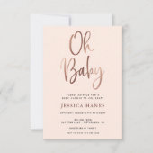 Oh Baby Roos Goudfolie Baby shower Uitnodiging (Voorkant)