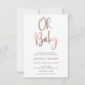 Oh Baby Roos Goudfolie Baby shower Uitnodiging (Voorkant)