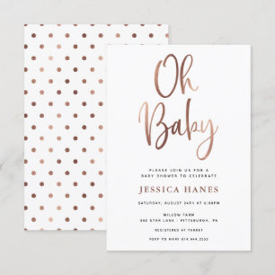 Oh Baby Roos Goudfolie Baby shower Uitnodiging