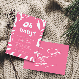 Oh Baby! Roos roze Geruit Gingham baby shower Kaart