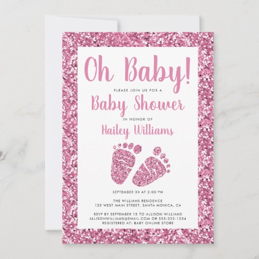 Oh Baby Roze Baby Baby shower Kaart (Voorkant)