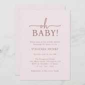 Oh Baby Roze Baby Shower Kaart (Voorkant / Achterkant)