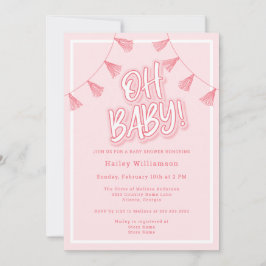 Oh Baby Roze Baby shower Kaart