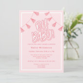 Oh Baby Roze Baby shower Kaart (Staand voorkant)