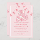 Oh Baby Roze Baby shower Kaart (Voorkant / Achterkant)