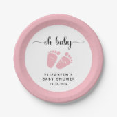 Oh Baby roze babyteentjes Papieren Bordje (Voorkant)