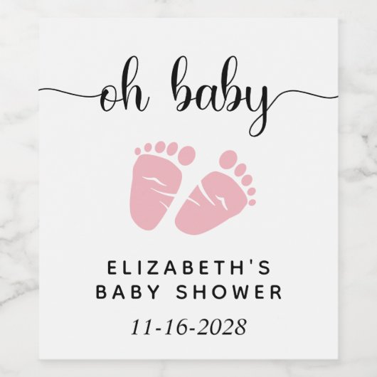 Oh Baby roze babyteentjes Wijn Etiket (Enkel label)