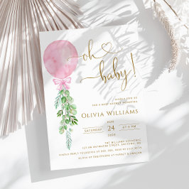 Oh Baby Roze ballon Eucalyptus Baby shower Kaart