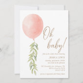 Oh Baby Roze ballon Eucalyptus Foliage Kaart (Voorkant)