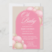 Oh baby roze beige ballonnen boogminimalistisch si kaart (Voorkant)
