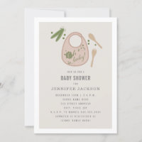 Oh Baby roze bib Peas Fork Spoon Girl Baby shower