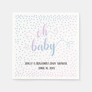 "Oh Baby!" Roze Blau Confetti, Namen & Datum Servet