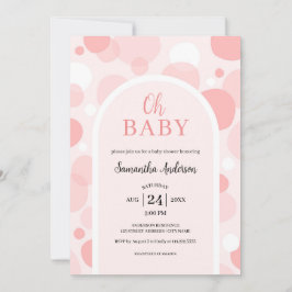 Oh Baby roze boog Polka Dots Meisje Baby shower Kaart