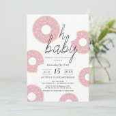 Oh Baby roze donut meisje Baby shower Kaart (Staand voorkant)