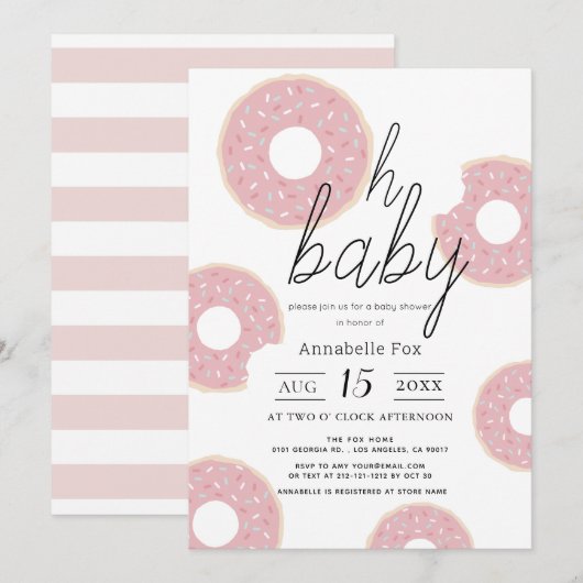 Oh Baby roze donut meisje Baby shower Kaart (Voorkant / Achterkant)